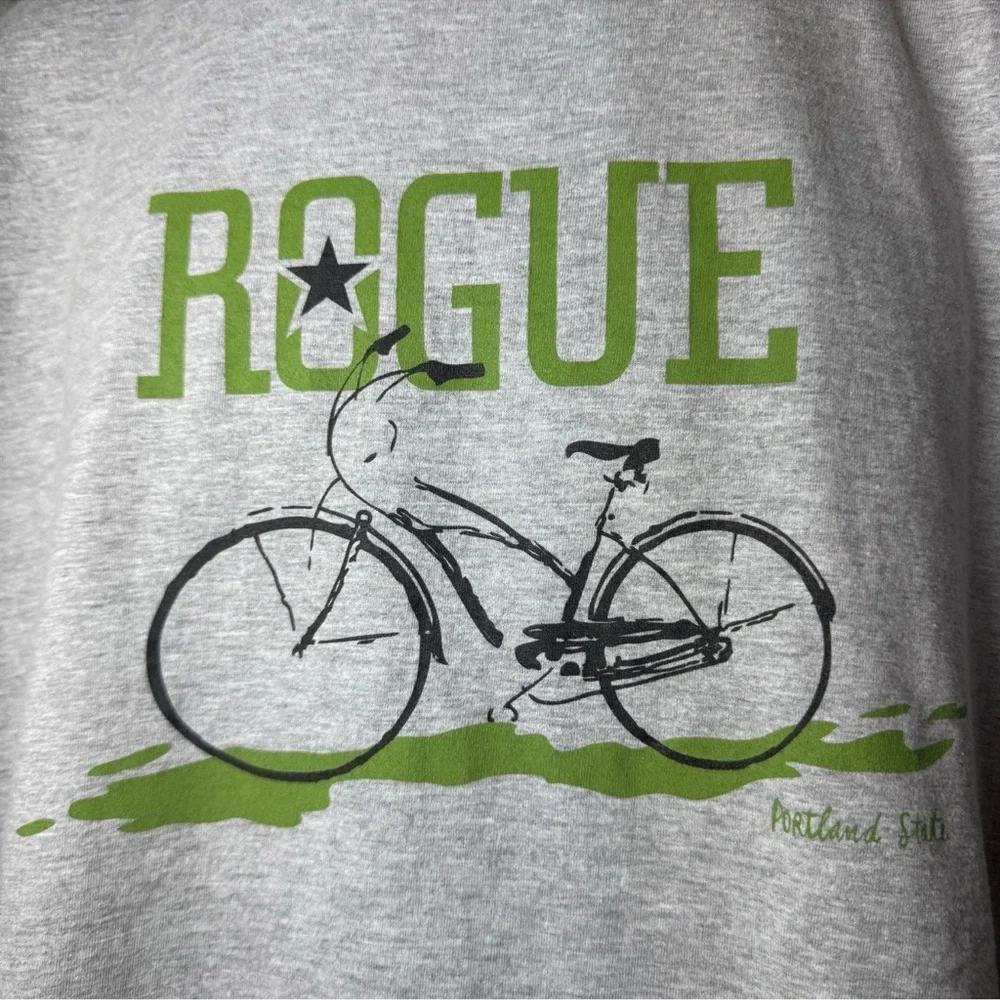 Rogue Ales Portland State IPA Bicycle Grey 2-Sided Men’s T-Shirt Size Large - Picture 3 of 5